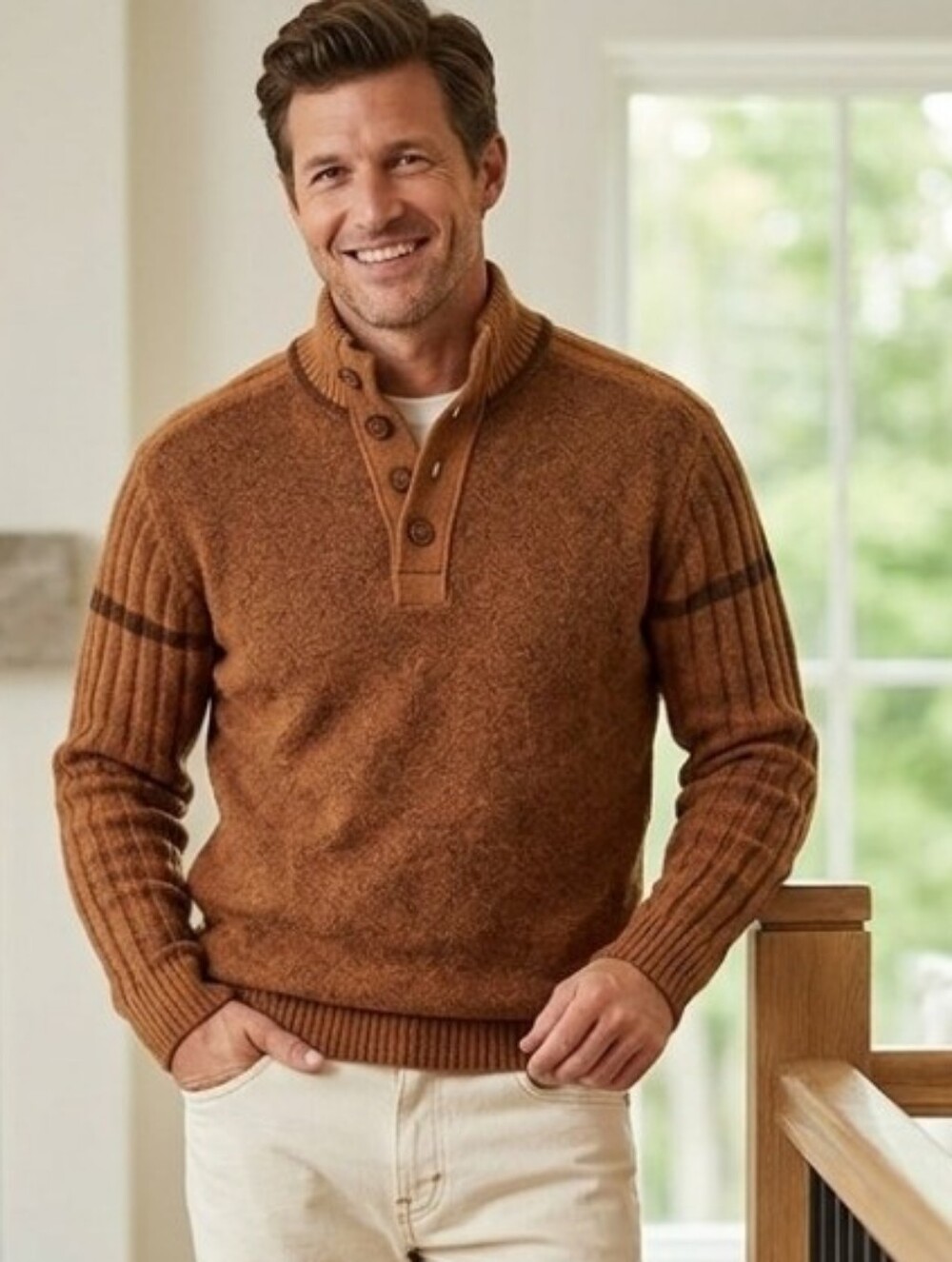 XXL🍂Men's Marlboro classics (MCS) Brown Brandy Wool Blend Sweater Pullover
